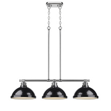 Golden 3602-3LP CH-BK - Yep by Golden Lighting Duncan 3-light Island Light in Chrome and Black shade